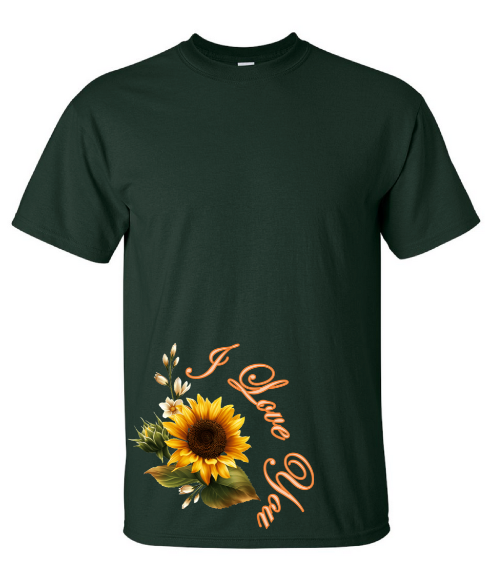 I LOVE YOU with Sunflower - Men's Short Sleeve Tshirt