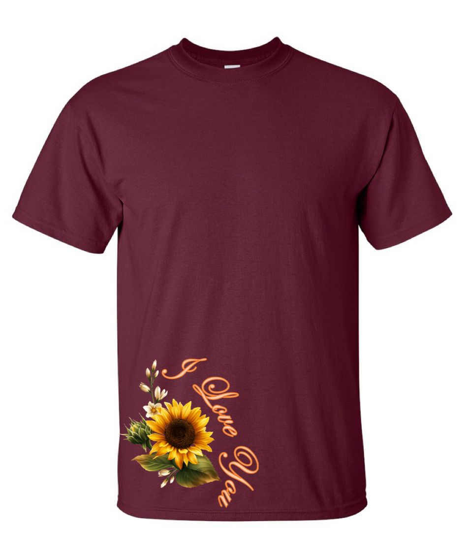 I LOVE YOU with Sunflower - Men's Short Sleeve Tshirt
