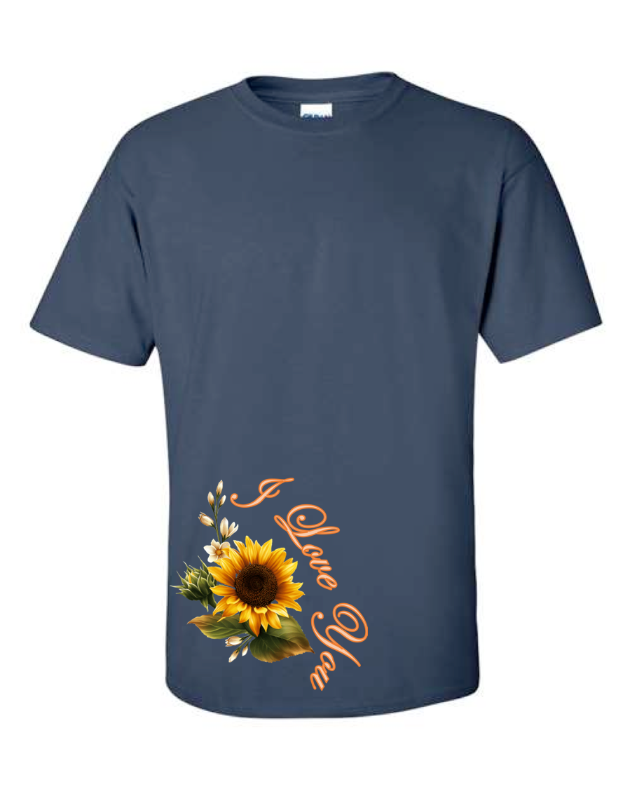 I LOVE YOU with Sunflower - Men's Short Sleeve Tshirt