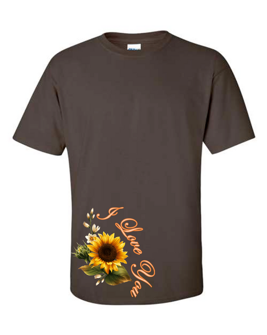 I LOVE YOU with Sunflower - Men's Short Sleeve Tshirt